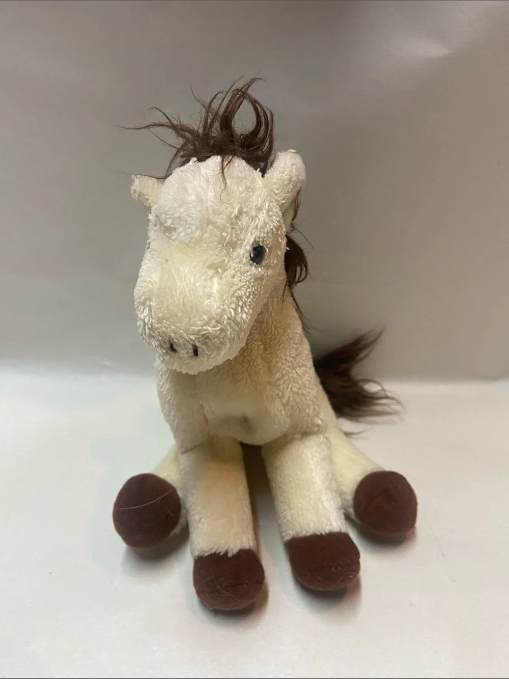 Ty Plush Cream and Brown Horse Stuffed Animal Beanie Babies